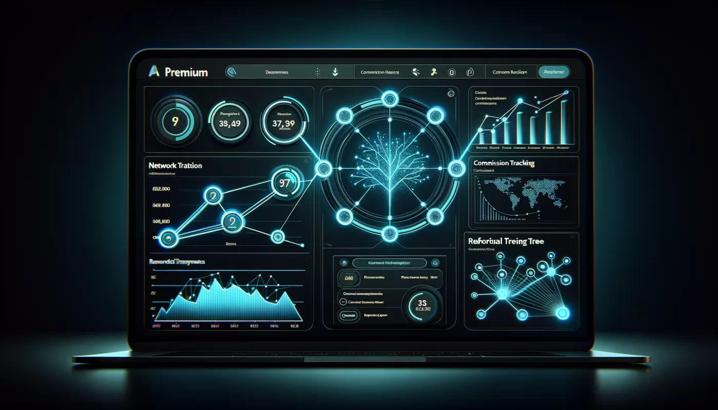 Affiliate management dashboard showing referral tracking and commission analytics
